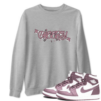 Air Jordan 1 Mauve shirt to match jordans Cheers sneaker tees AJ1 Mauve SNRT Sneaker Tees Sneaker Matching Clothing Brand Unisex Sneaker Tee Heather Grey 1 T-Shirt