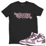 Air Jordan 1 Mauve shirt to match jordans Cheers sneaker tees AJ1 Mauve SNRT Sneaker Tees Sneaker Matching Clothing Brand Unisex Sneaker Tee Black 1 T-Shirt