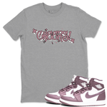 Air Jordan 1 Mauve shirt to match jordans Cheers sneaker tees AJ1 Mauve SNRT Sneaker Tees Sneaker Matching Clothing Brand Unisex Sneaker Tee Heather Grey 1 T-Shirt