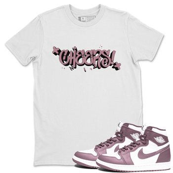 Air Jordan 1 Mauve shirt to match jordans Cheers sneaker tees AJ1 Mauve SNRT Sneaker Tees Sneaker Matching Clothing Brand Unisex Sneaker Tee White 1 T-Shirt