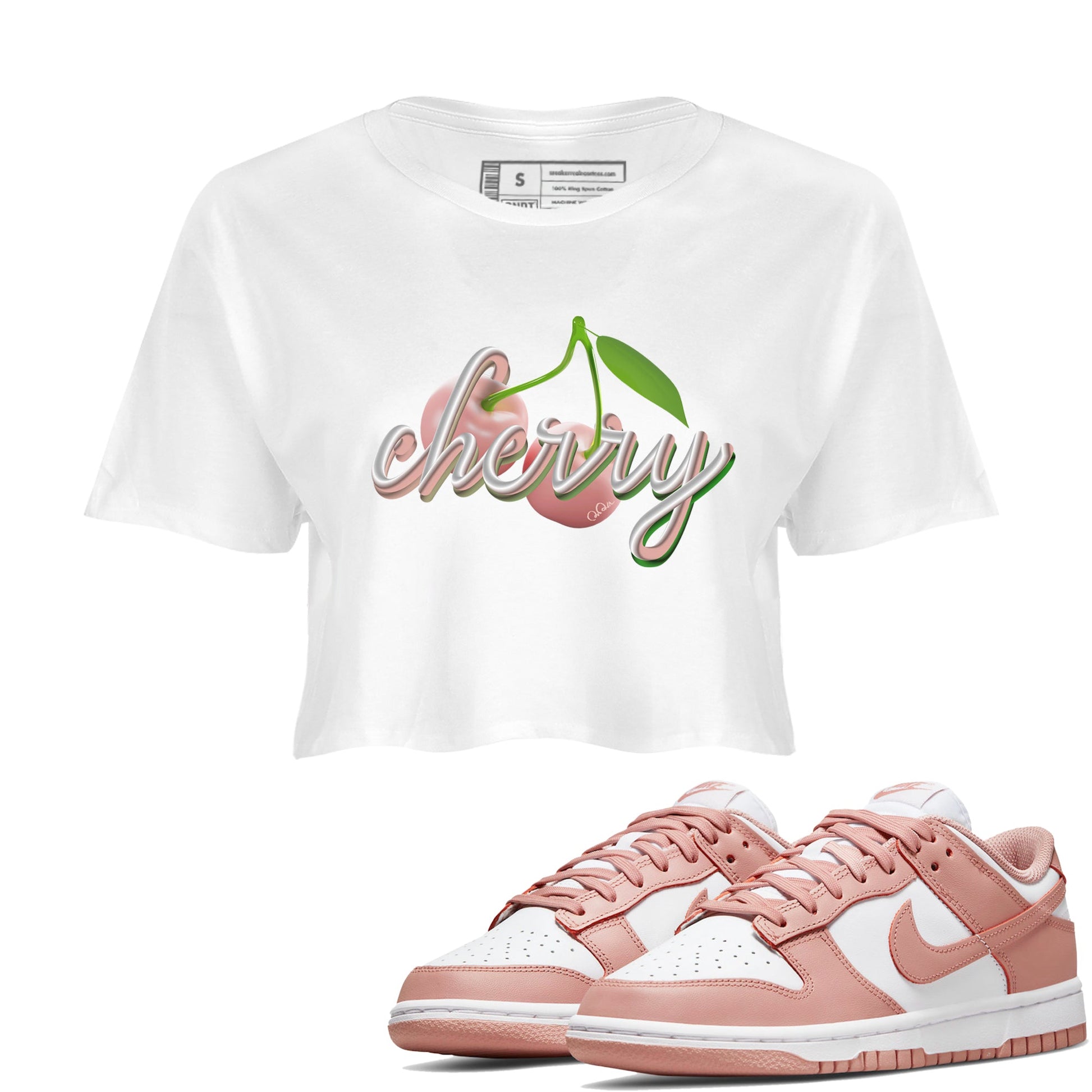 Dunk Rose Whisper shirt to match jordans Cherry sneaker tees Nike Dunk LowRose Whisper SNRT Sneaker Release Tees White 1 Crop T-Shirt