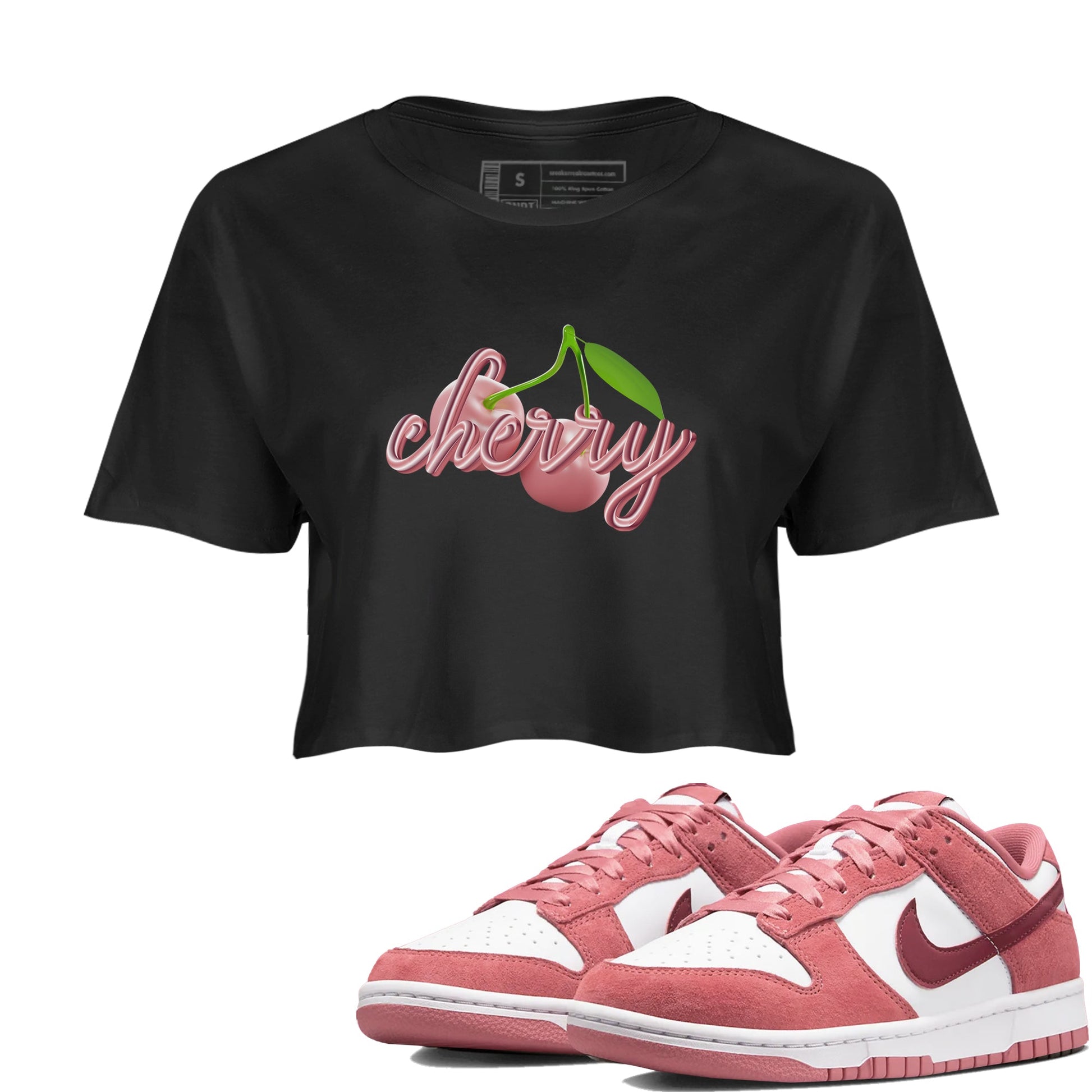 Dunk Valentines Day 2024 shirt to match jordans Cherry sneaker tees Dunk Happy Valentines Day 2024 SNRT Sneaker Release Tees Black 1 Crop T-Shirt