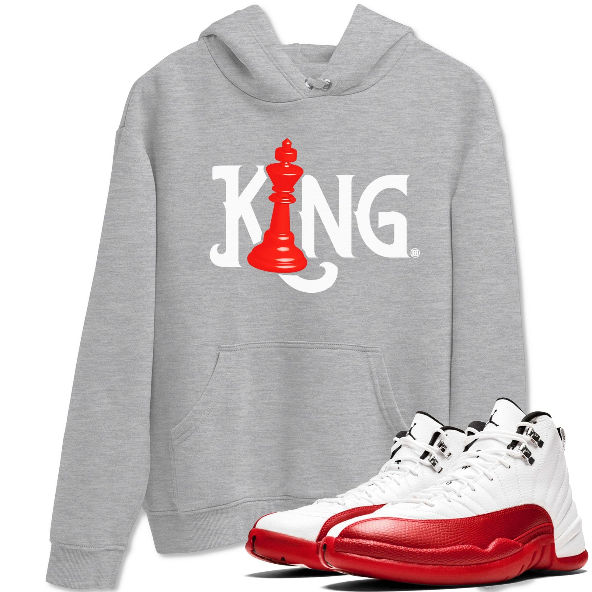 12s Cherry shirt to match jordans Chess King sneaker tees AJ12 Retro Cherry SNRT sneaker Release Tees unisex cotton Heather Grey 1 crew neck shirt