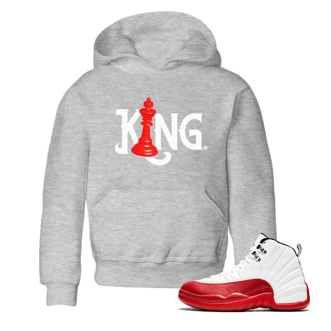 12s Cherry shirt to match jordans Chess King sneaker tees AJ12 Retro Cherry SNRT sneaker release tees baby toddler Heather Grey 1 cotton Shirt