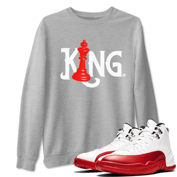 12s Cherry shirt to match jordans Chess King sneaker tees AJ12 Retro Cherry SNRT sneaker Release Tees unisex cotton Heather Grey 1 crew neck shirt