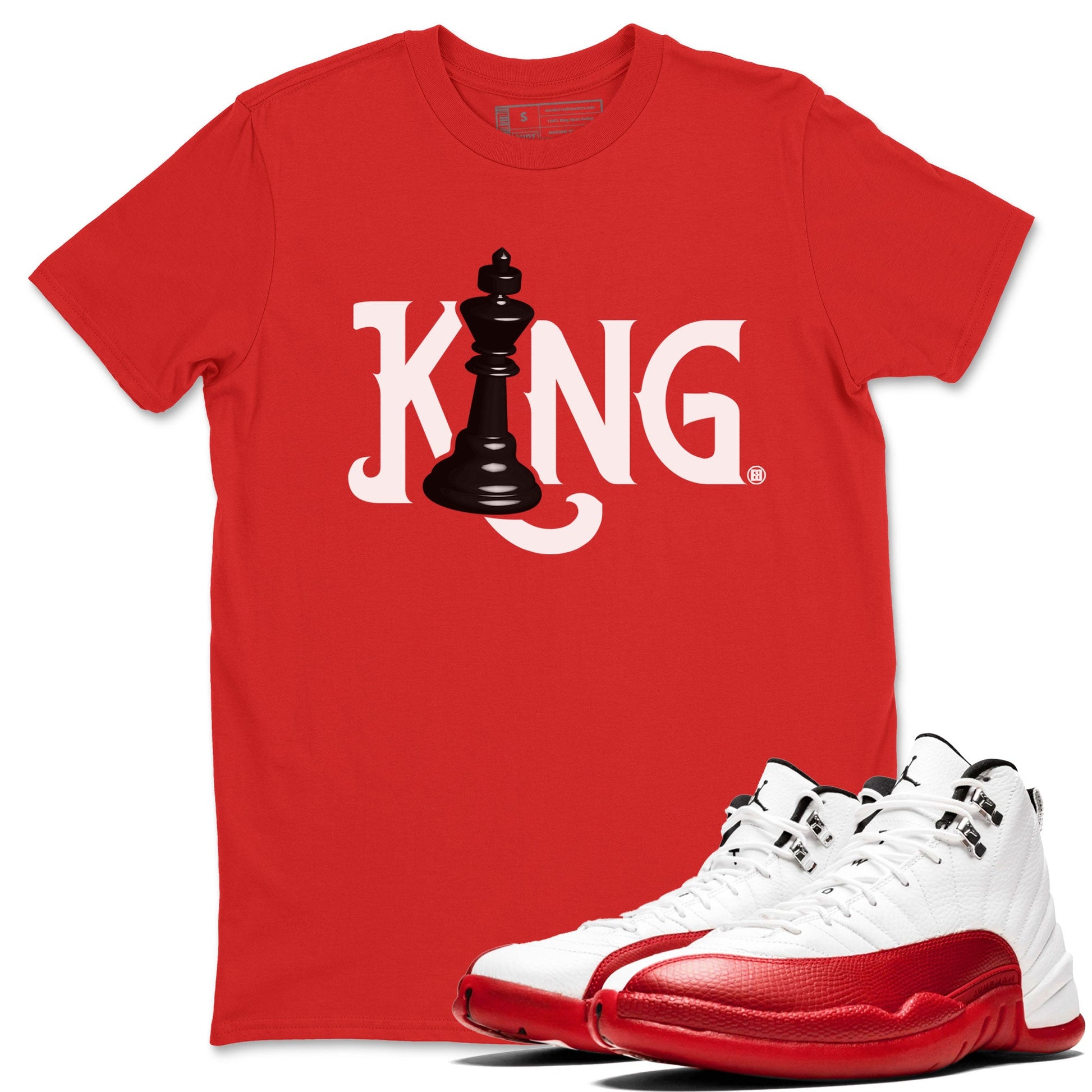 12s Cherry shirt to match jordans Chess King sneaker tees AJ12 Retro Cherry SNRT sneaker Release Tees unisex cotton Red 1 crew neck shirt