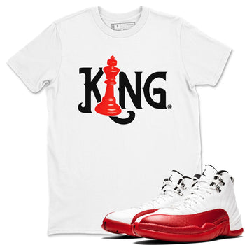 12s Cherry shirt to match jordans Chess King sneaker tees AJ12 Retro Cherry SNRT sneaker Release Tees unisex cotton White 1 crew neck shirt