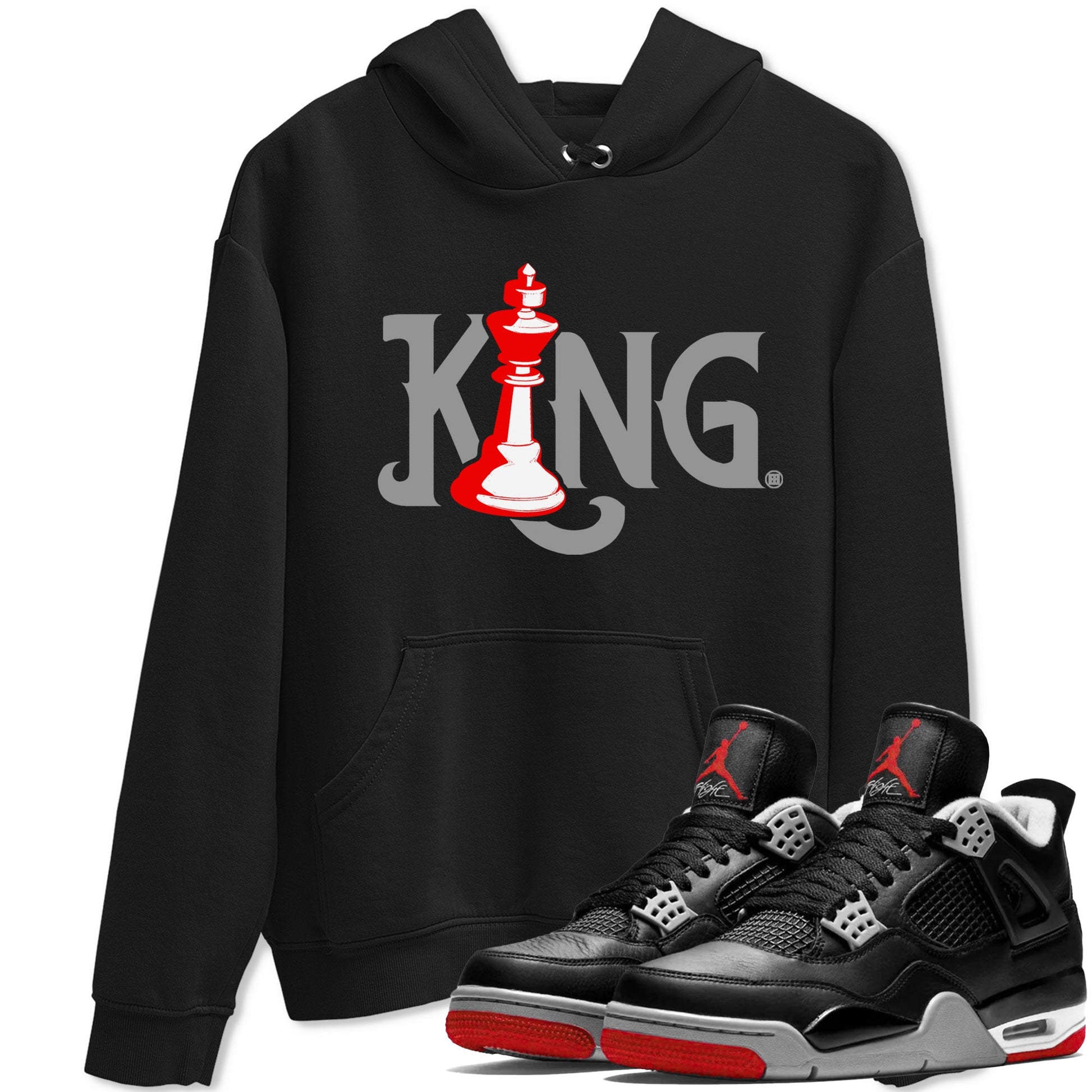 Air Jordan 4 Bred Reimagined shirt to match jordans Chess King sneaker shirts AJ4 Bred Reimagined SNRT Sneaker Tees unisex crew neck cotton Black 1 crew neck shirt