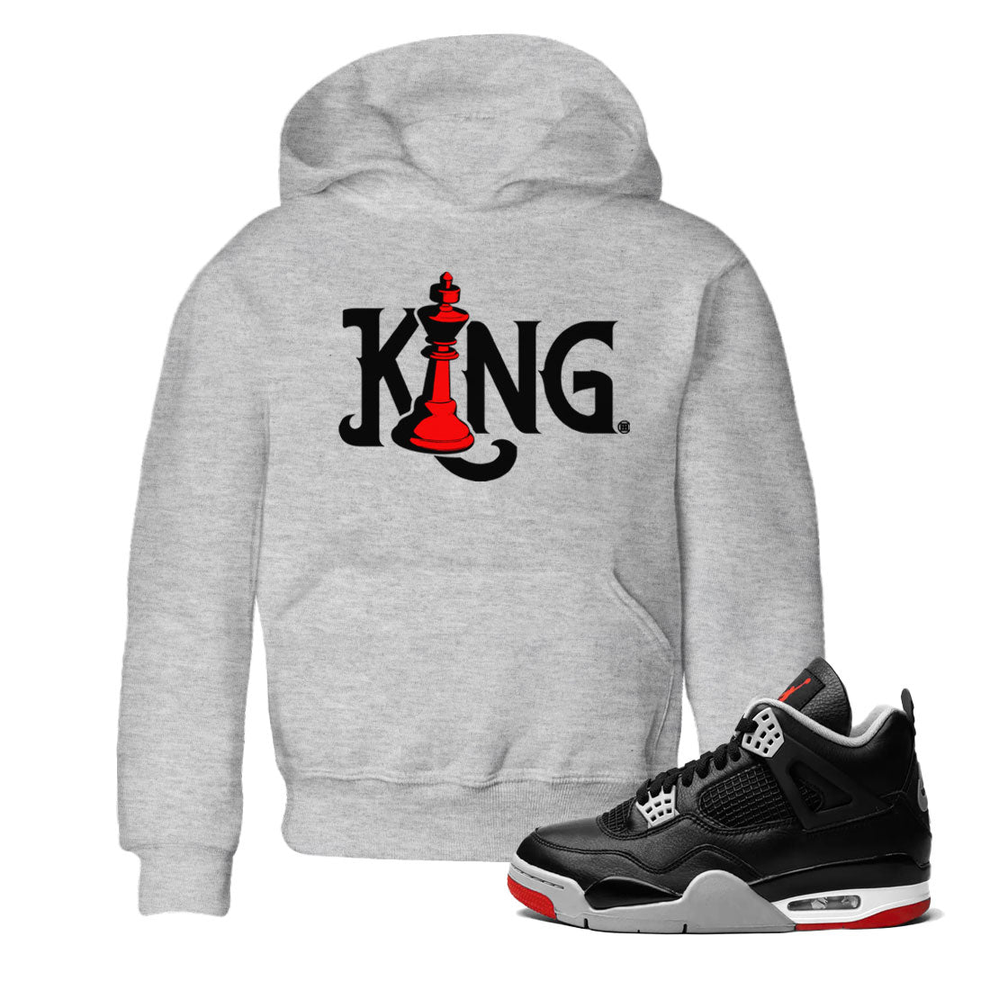 Air Jordan 4 Bred Reimagined shirt to match jordans Chess King sneaker shirts AJ4 Bred Reimagined SNRT Sneaker Tees baby toddler Heather Grey 1 cotton Shirt