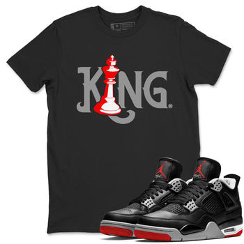 Air Jordan 4 Bred Reimagined shirt to match jordans Chess King sneaker shirts AJ4 Bred Reimagined SNRT Sneaker Tees unisex crew neck cotton Black 1 crew neck shirt