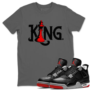 Air Jordan 4 Bred Reimagined shirt to match jordans Chess King sneaker shirts AJ4 Bred Reimagined SNRT Sneaker Tees unisex crew neck cotton Cool Grey 1 crew neck shirt