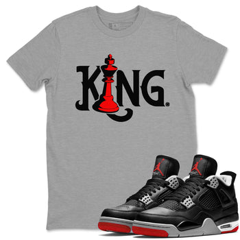 Air Jordan 4 Bred Reimagined shirt to match jordans Chess King sneaker shirts AJ4 Bred Reimagined SNRT Sneaker Tees unisex crew neck cotton Heather Grey 1 crew neck shirt