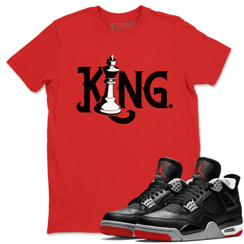 Air Jordan 4 Bred Reimagined shirt to match jordans Chess King sneaker shirts AJ4 Bred Reimagined SNRT Sneaker Tees unisex crew neck cotton Red 1 crew neck shirt