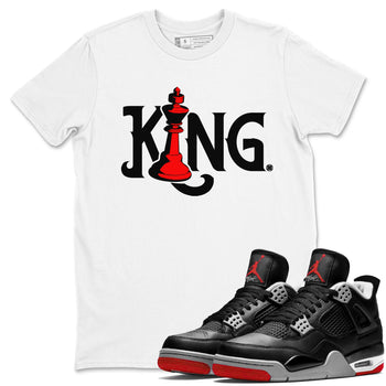 Air Jordan 4 Bred Reimagined shirt to match jordans Chess King sneaker shirts AJ4 Bred Reimagined SNRT Sneaker Tees unisex crew neck cotton White 1 crew neck shirt