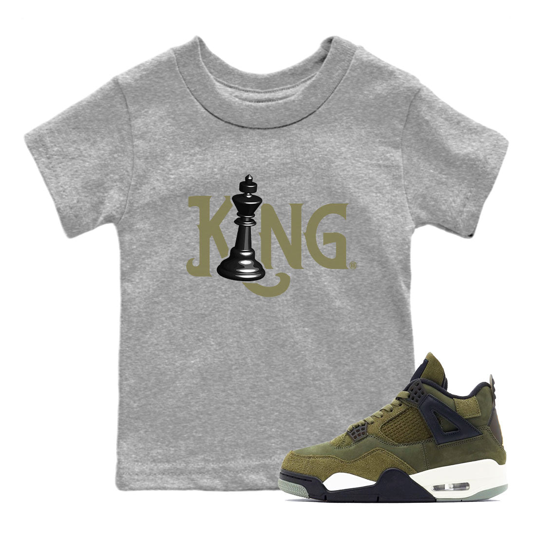 Air Jordan 4 Medium Olive shirt to match jordans Chess King sneaker tees 4s Medium Olive SNRT Sneaker Tees Baby Toddler Heather Grey 1 T-Shirt