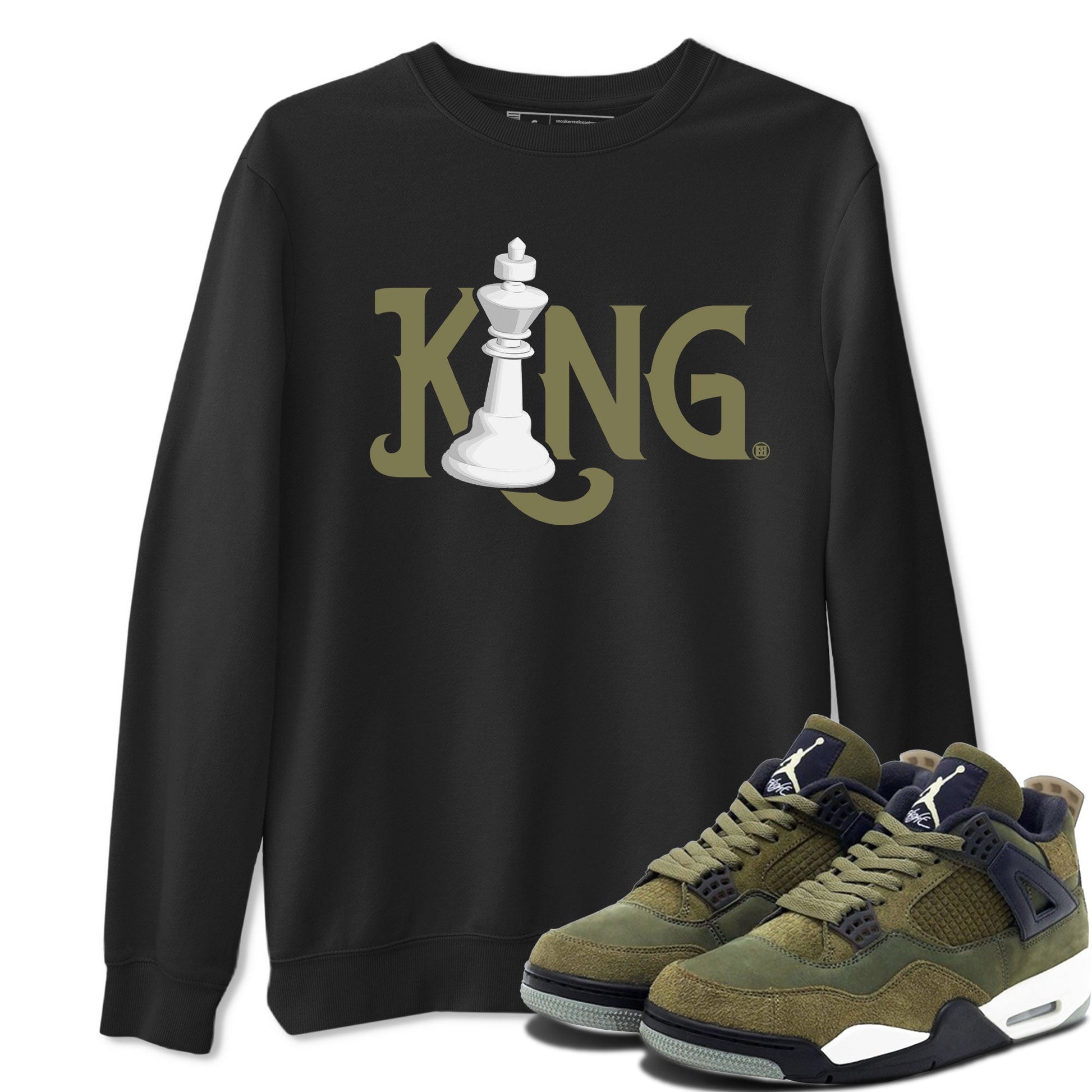 Air Jordan 4 Medium Olive shirt to match jordans Chess King sneaker tees 4s Medium Olive SNRT Sneaker Tees Unisex Streetwear Clothing Black 1 T-Shirt