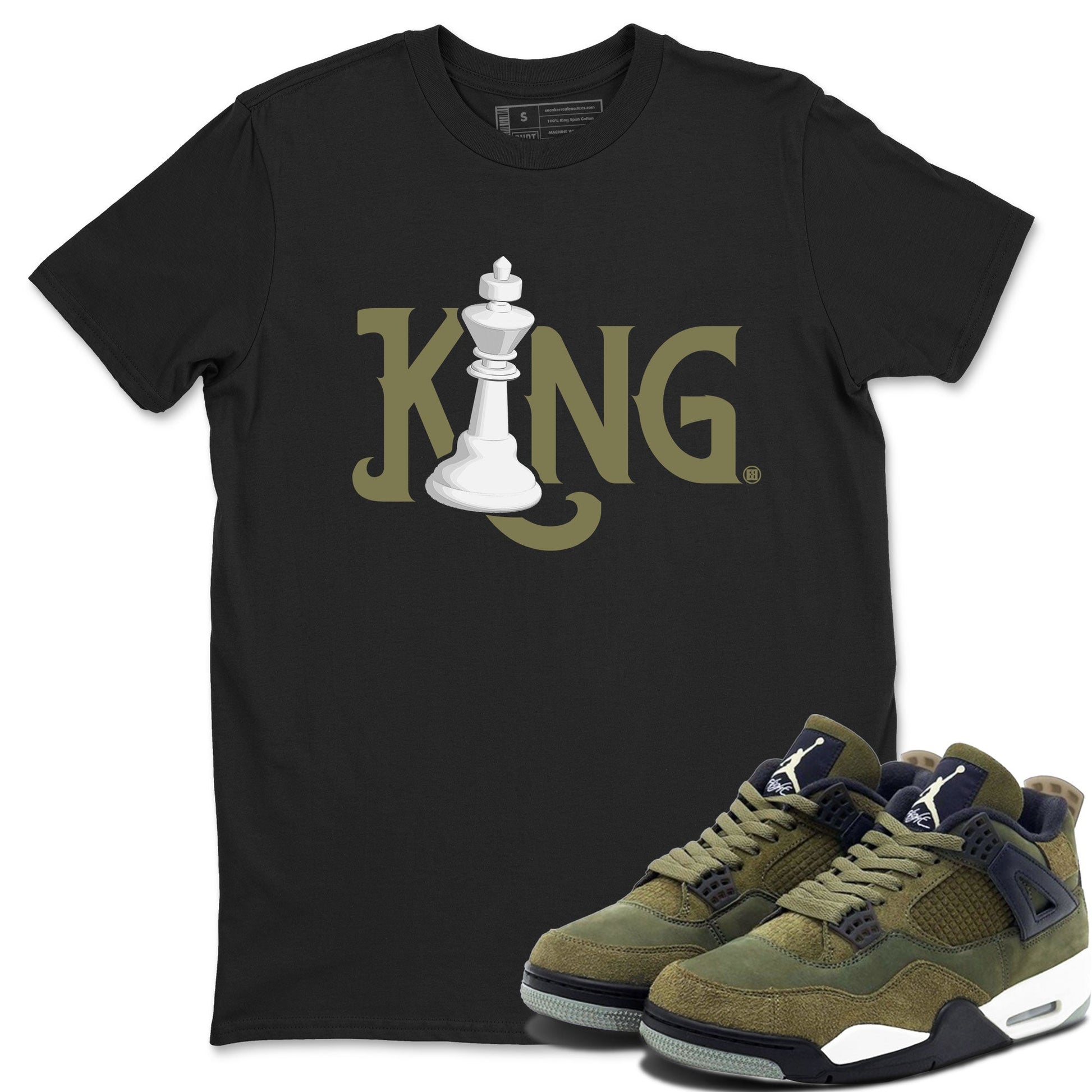 Air Jordan 4 Medium Olive shirt to match jordans Chess King sneaker tees 4s Medium Olive SNRT Sneaker Tees Unisex Streetwear Clothing Black 1 T-Shirt