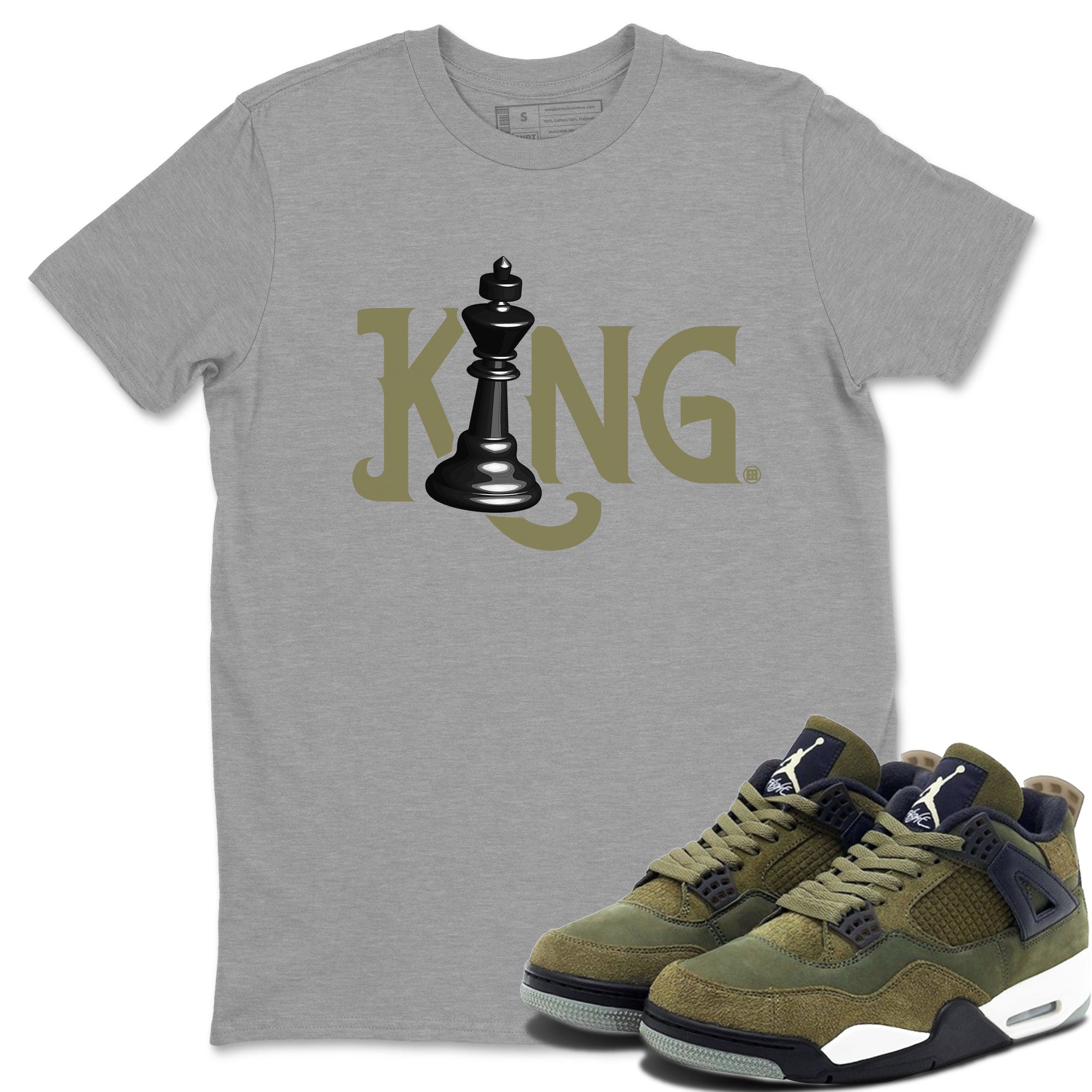 Air Jordan 4 Medium Olive shirt to match jordans Chess King sneaker tees 4s Medium Olive SNRT Sneaker Tees Unisex Streetwear Clothing Heather Grey 1 T-Shirt