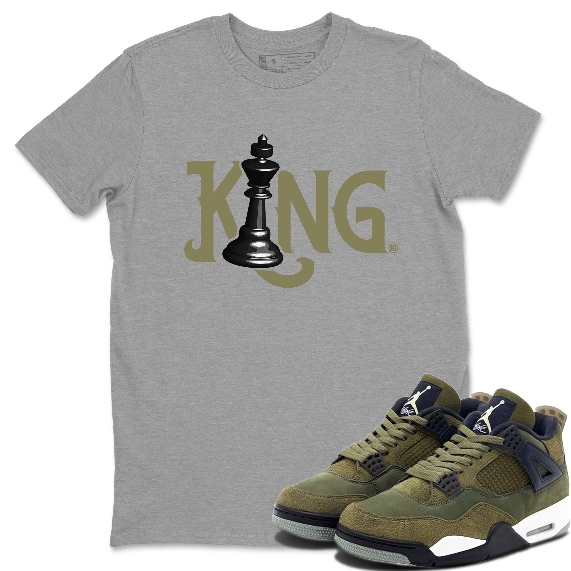 Air Jordan 4 Medium Olive shirt to match jordans Chess King sneaker tees 4s Medium Olive SNRT Sneaker Tees Unisex Streetwear Clothing Heather Grey 1 T-Shirt