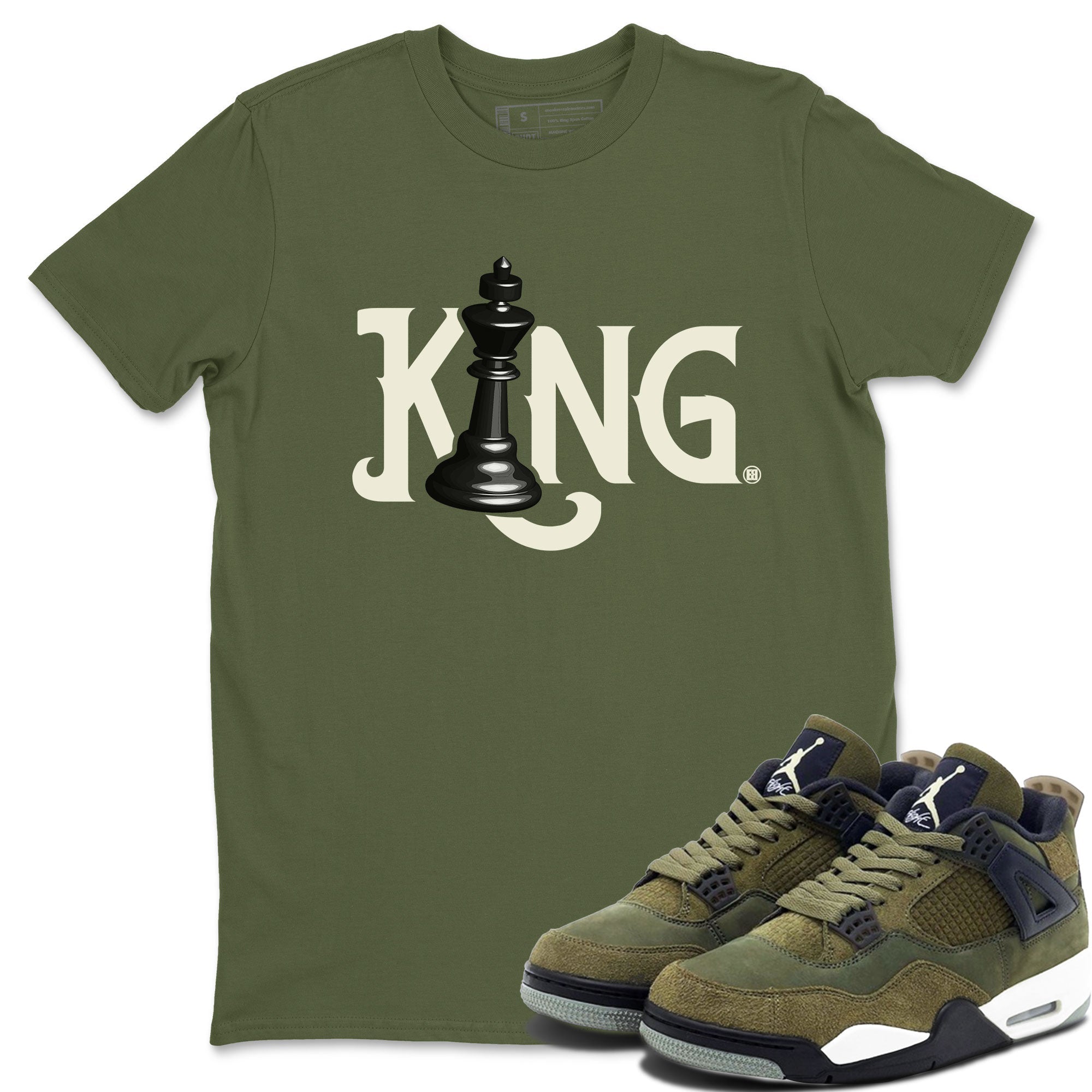 Air Jordan 4 Medium Olive shirt to match jordans Chess King sneaker tees 4s Medium Olive SNRT Sneaker Tees Unisex Streetwear Clothing Military Green 1 T-Shirt