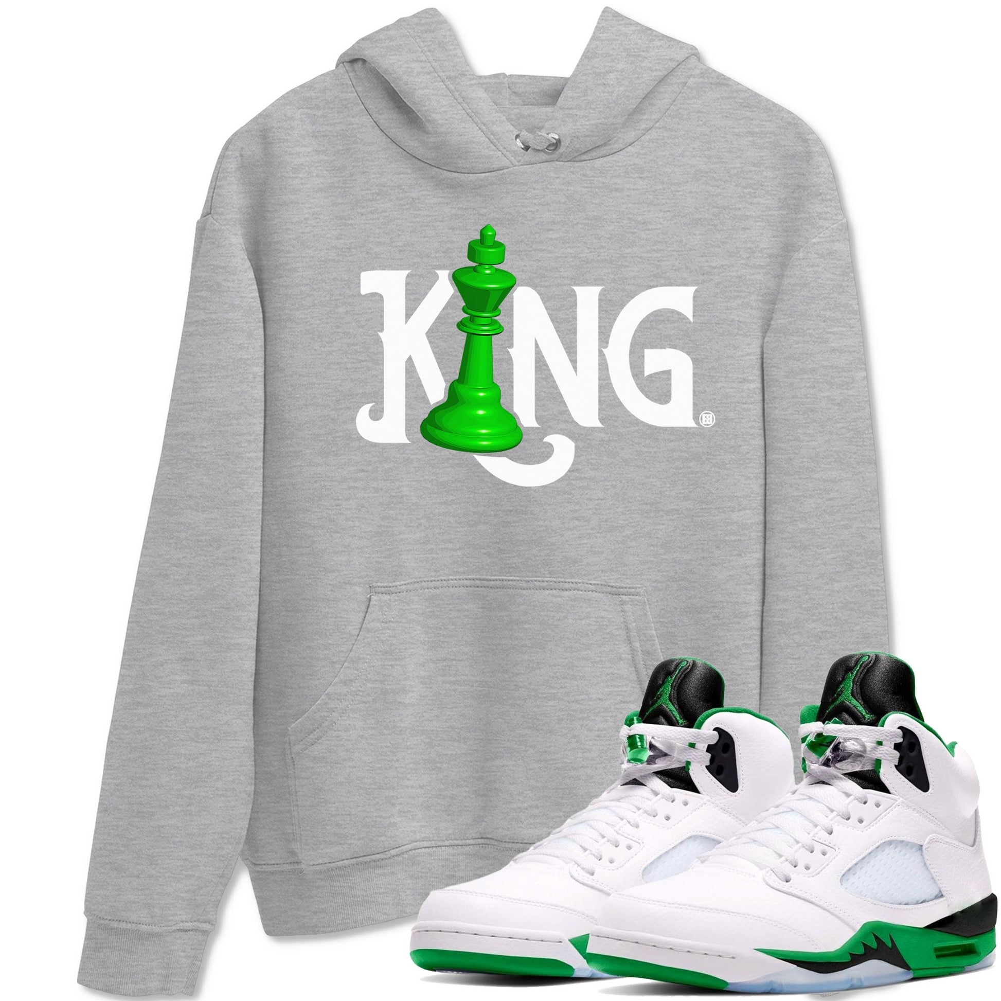 Air Jordan 5 Lucky Green shirt to match jordans Chess King sneaker match tee AJ5 Lucky Green SNRT Sneaker Tees unisex cotton Heather Grey 1 crew neck shirt