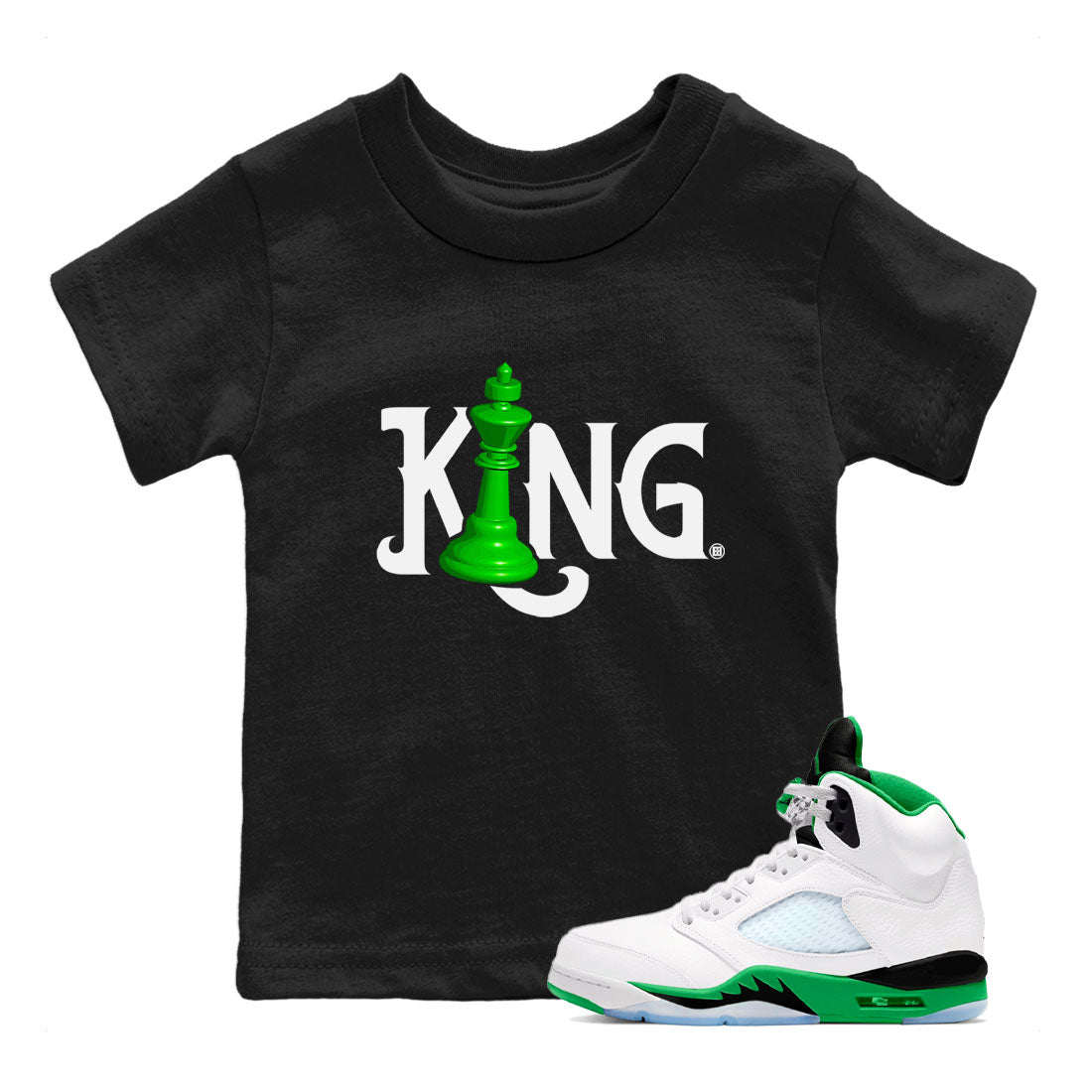 Air Jordan 5 Lucky Green shirt to match jordans Chess King sneaker match tee AJ5 Lucky Green SNRT Sneaker Tees baby toddler Black 1 cotton Shirt