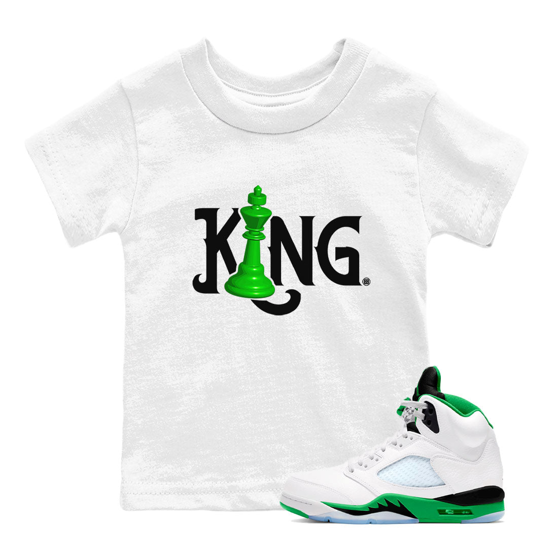 Air Jordan 5 Lucky Green shirt to match jordans Chess King sneaker match tee AJ5 Lucky Green SNRT Sneaker Tees baby toddler White 1 cotton Shirt
