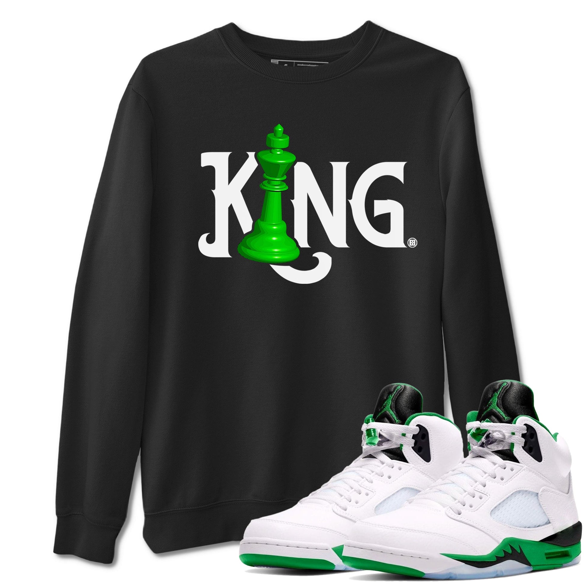 Air Jordan 5 Lucky Green shirt to match jordans Chess King sneaker match tee AJ5 Lucky Green SNRT Sneaker Tees unisex cotton Black 1 crew neck shirt