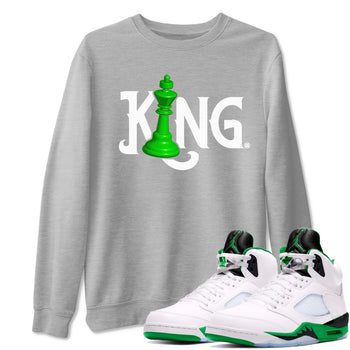 Air Jordan 5 Lucky Green shirt to match jordans Chess King sneaker match tee AJ5 Lucky Green SNRT Sneaker Tees unisex cotton Heather Grey 1 crew neck shirt