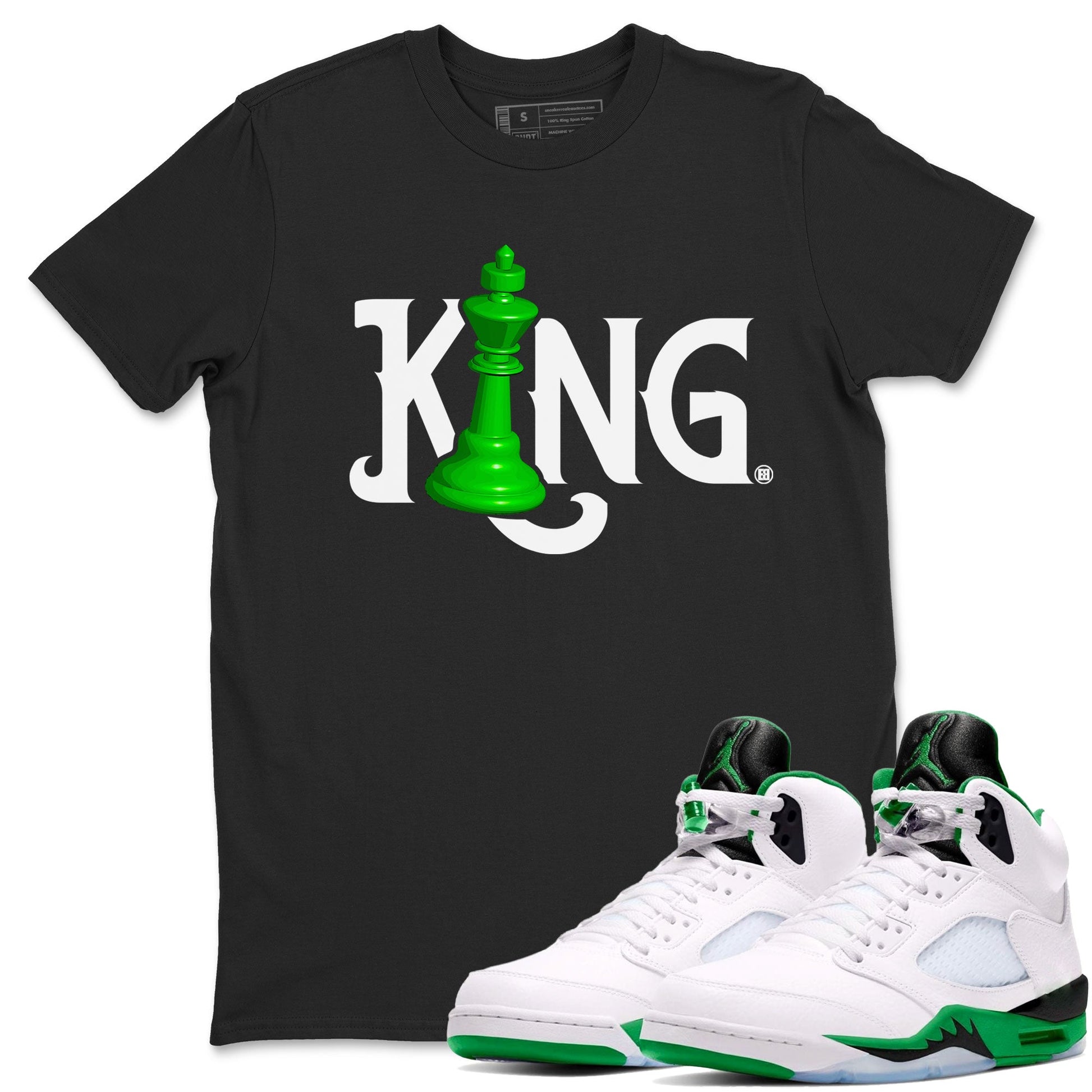 Air Jordan 5 Lucky Green shirt to match jordans Chess King sneaker match tee AJ5 Lucky Green SNRT Sneaker Tees unisex cotton Black 1 crew neck shirt