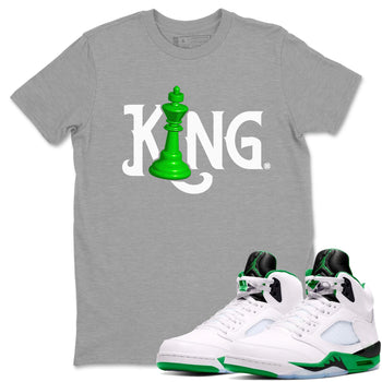 Air Jordan 5 Lucky Green shirt to match jordans Chess King sneaker match tee AJ5 Lucky Green SNRT Sneaker Tees unisex cotton Heather Grey 1 crew neck shirt