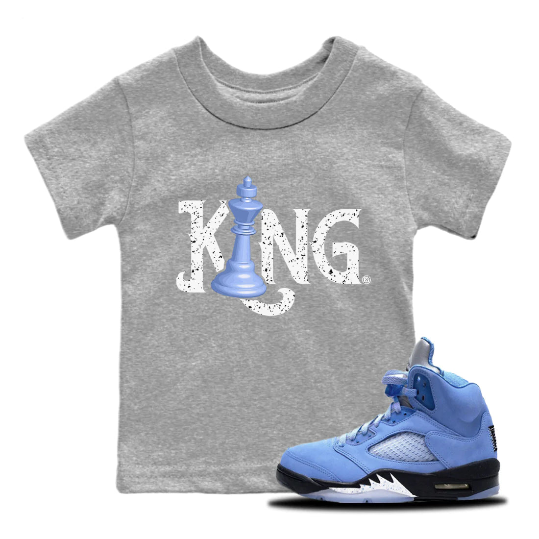 Jordan 5 UNC Sneaker Match Tees Chess King Sneaker Tees Jordan 5 UNC Sneaker Release Tees Kids Shirts