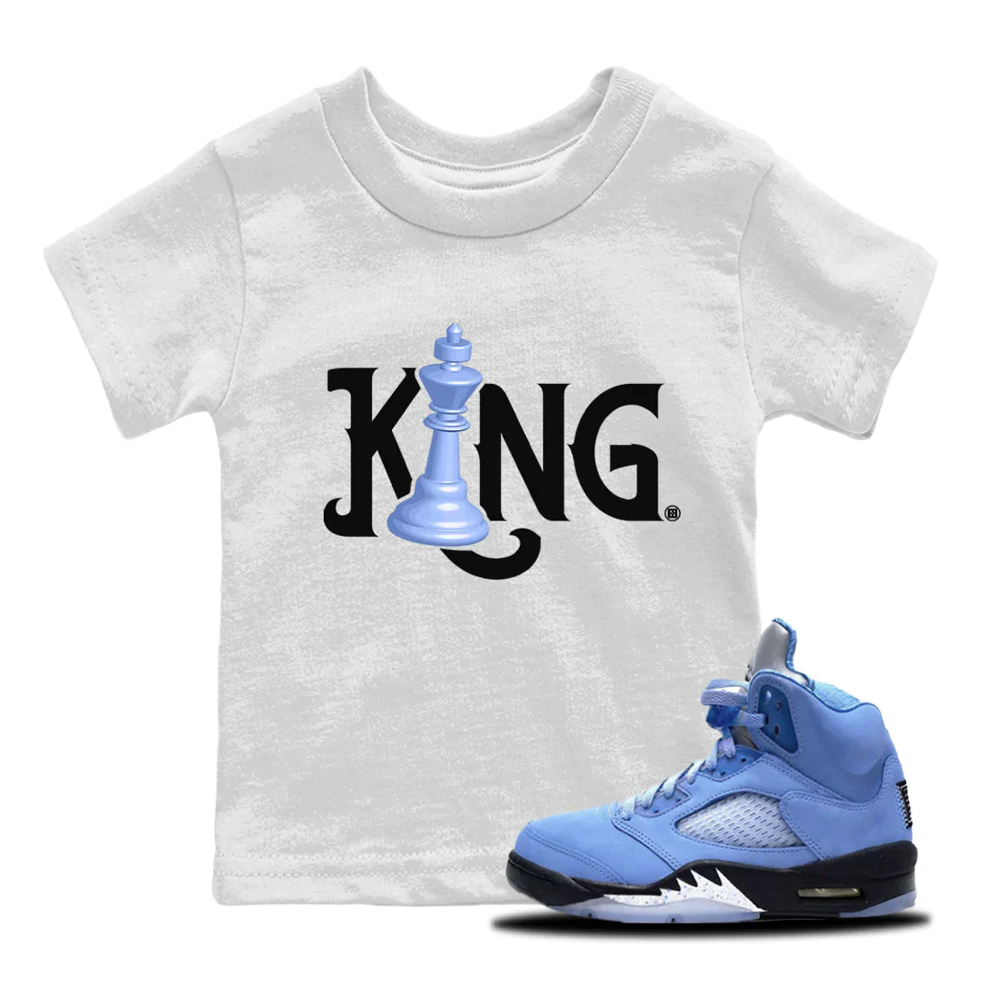 Jordan 5 UNC Sneaker Match Tees Chess King Sneaker Tees Jordan 5 UNC Sneaker Release Tees Kids Shirts
