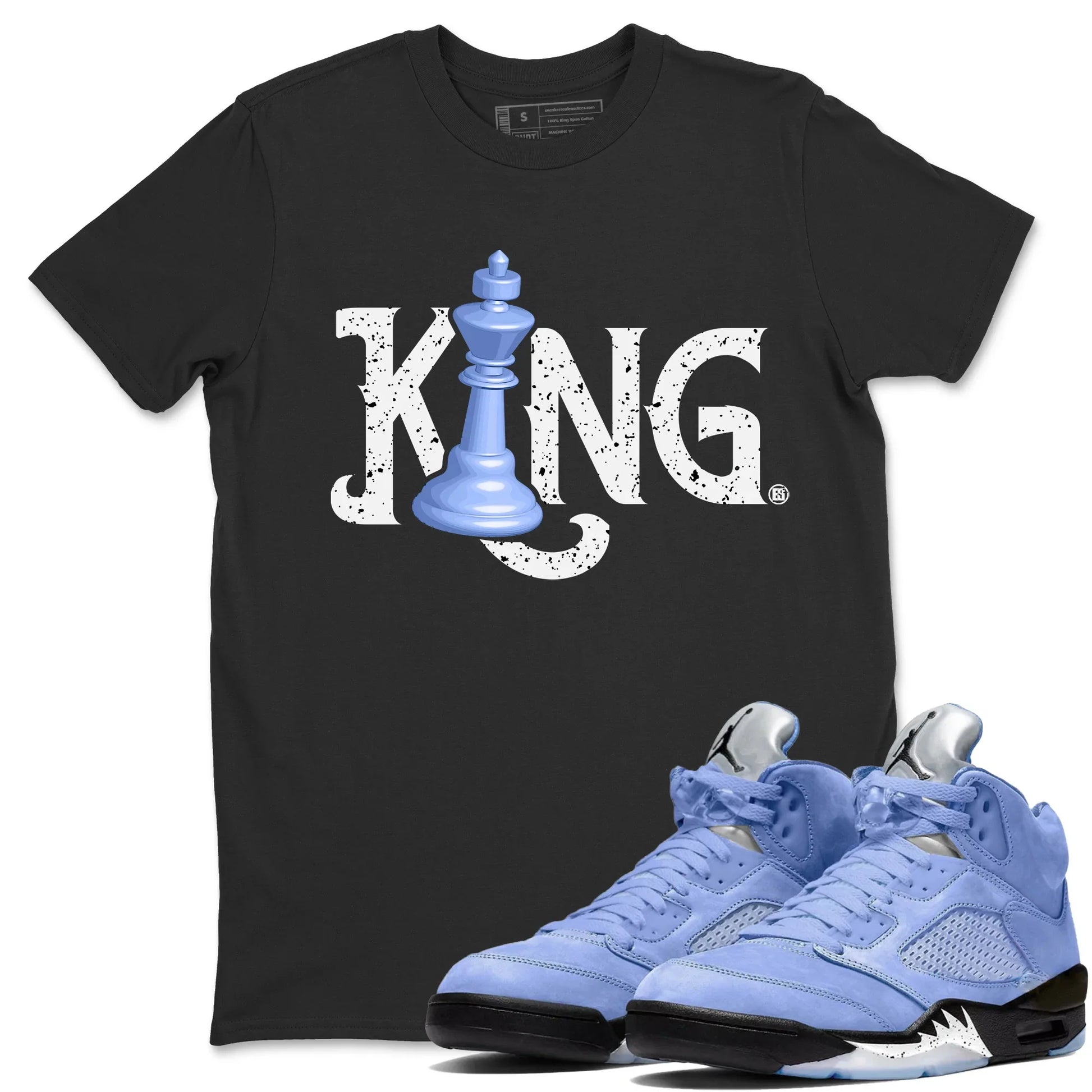 Jordan 5 UNC Sneaker Match Tees Chess King Sneaker Tees Jordan 5 UNC SNRT Sneaker Tees Unisex Shirts