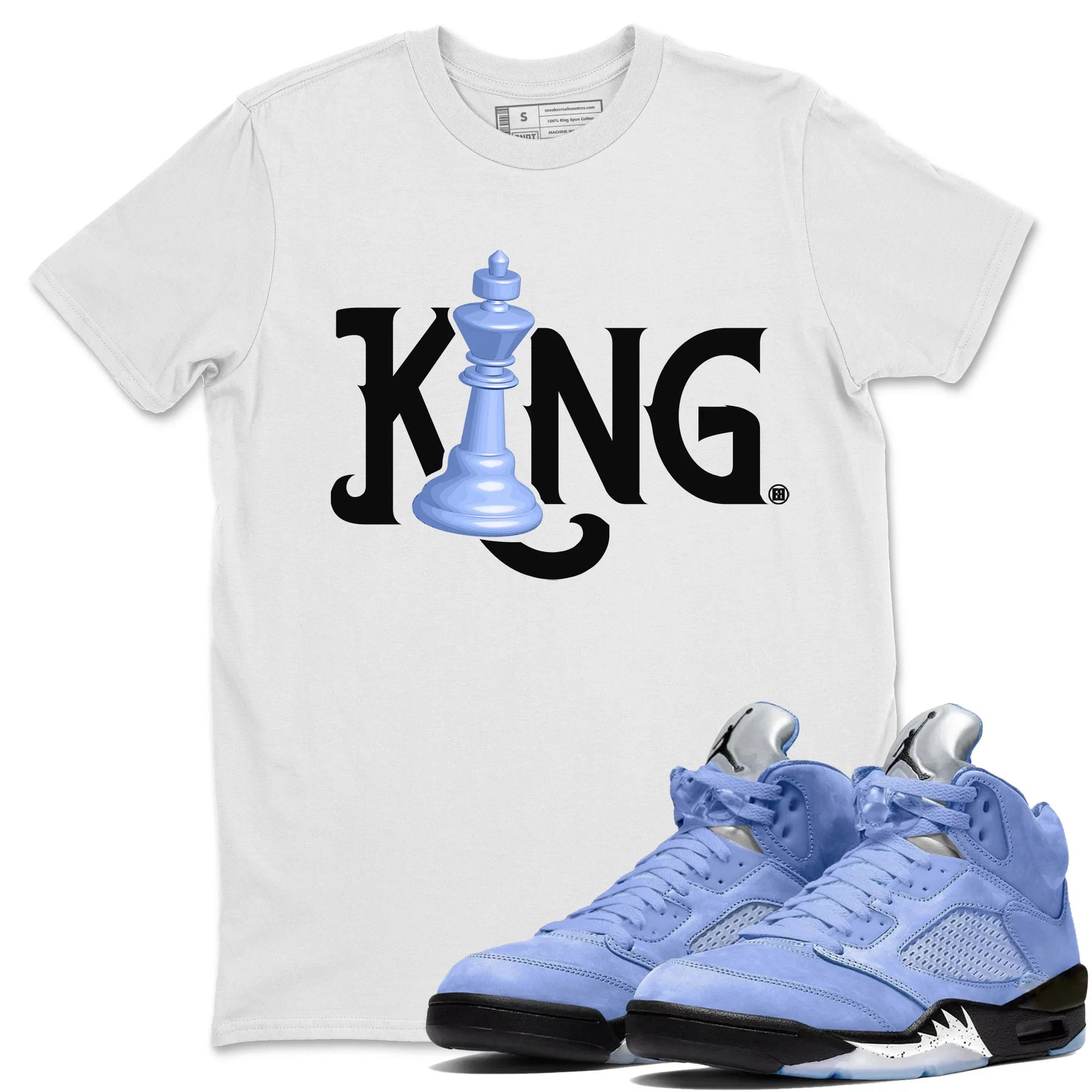 Jordan 5 UNC Sneaker Match Tees Chess King Sneaker Tees Jordan 5 UNC SNRT Sneaker Tees Unisex Shirts