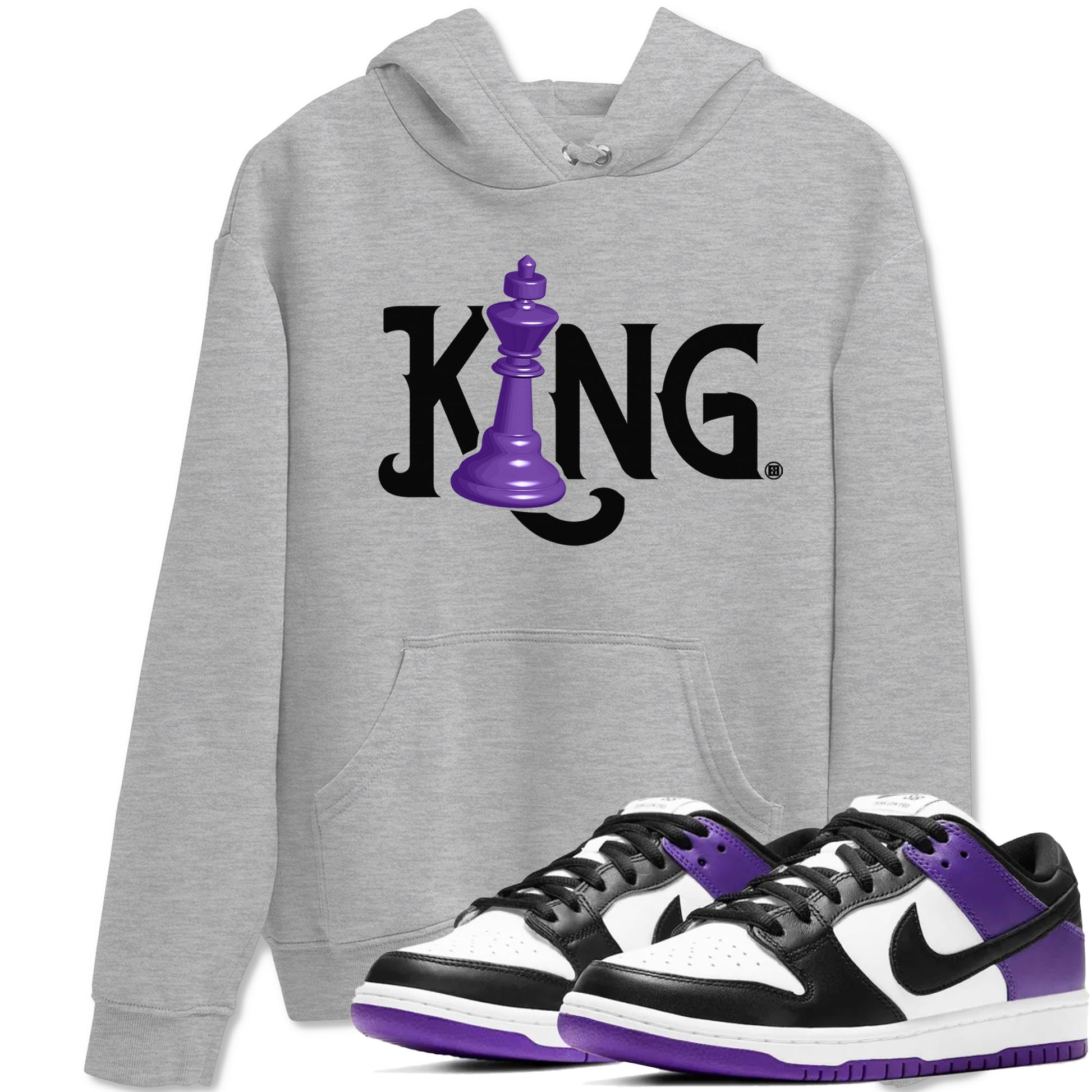 Nike SB Dunk Low Court Purple Shirt To Match Jordans Chess King Streetwear Fashion Dunk Low Court Purple SNRT Sneaker Release Tees unisex cotton Heather Grey 1 crew neck shirt