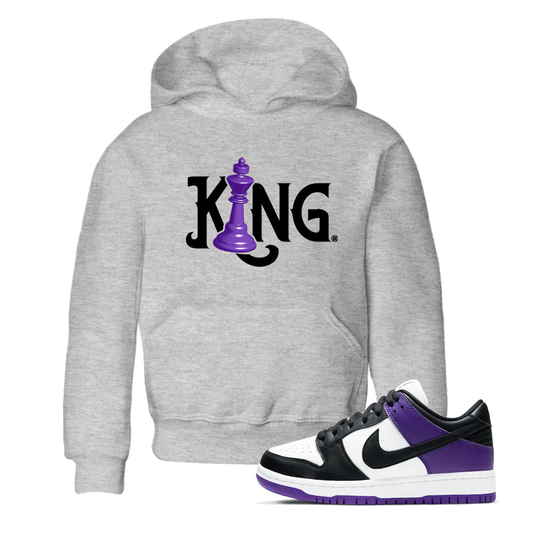 Nike SB Dunk Low Court Purple Shirt To Match Jordans Chess King Streetwear Fashion Dunk Low Court Purple SNRT sneaker release tees baby toddler Heather Grey 1 cotton Shirt