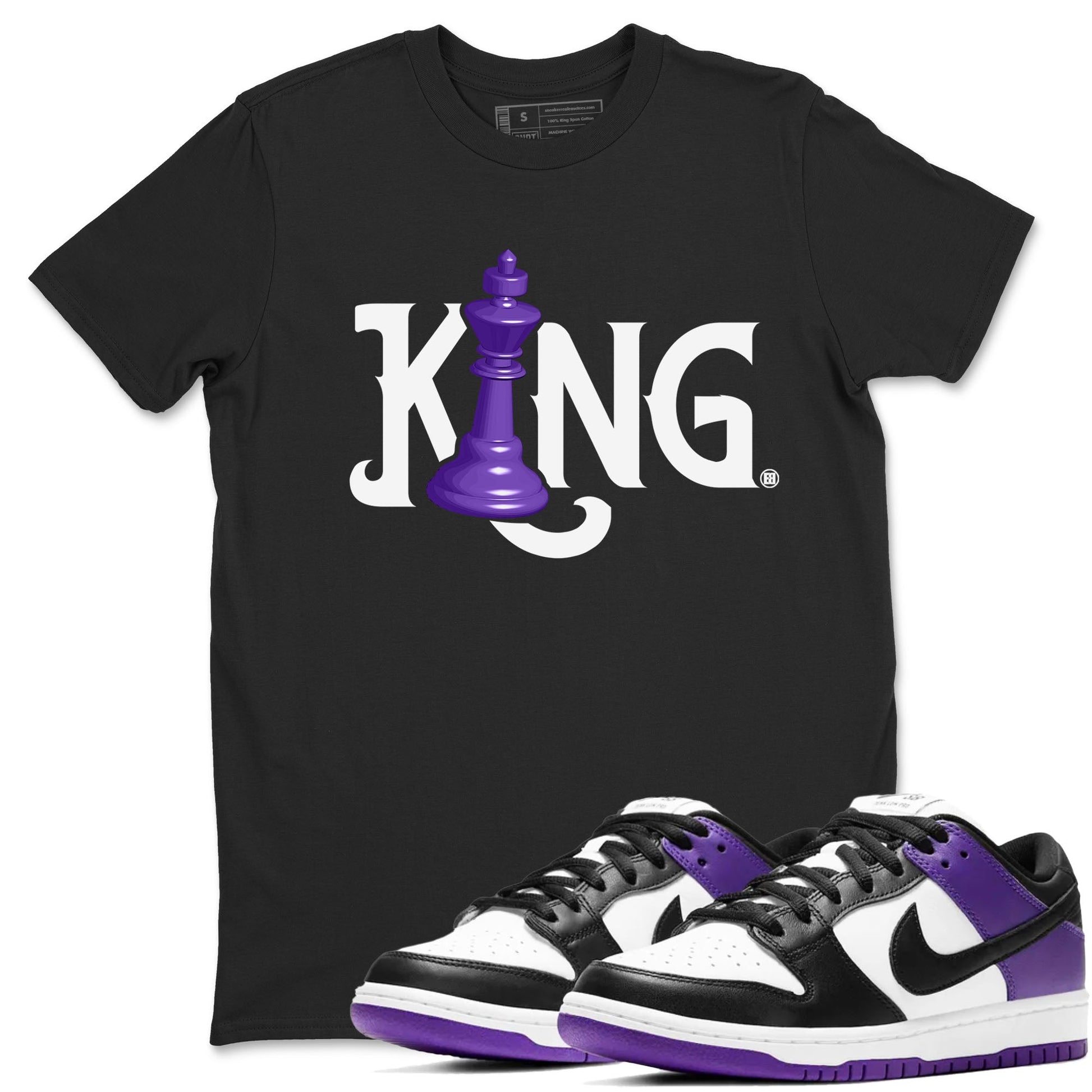 Nike SB Dunk Low Court Purple Shirt To Match Jordans Chess King Streetwear Fashion Dunk Low Court Purple SNRT Sneaker Release Tees unisex cotton Black 1 crew neck shirt