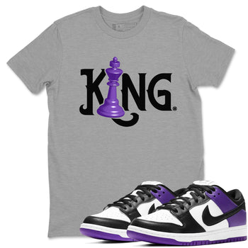 Nike SB Dunk Low Court Purple Shirt To Match Jordans Chess King Streetwear Fashion Dunk Low Court Purple SNRT Sneaker Release Tees unisex cotton Heather Grey 1 crew neck shirt