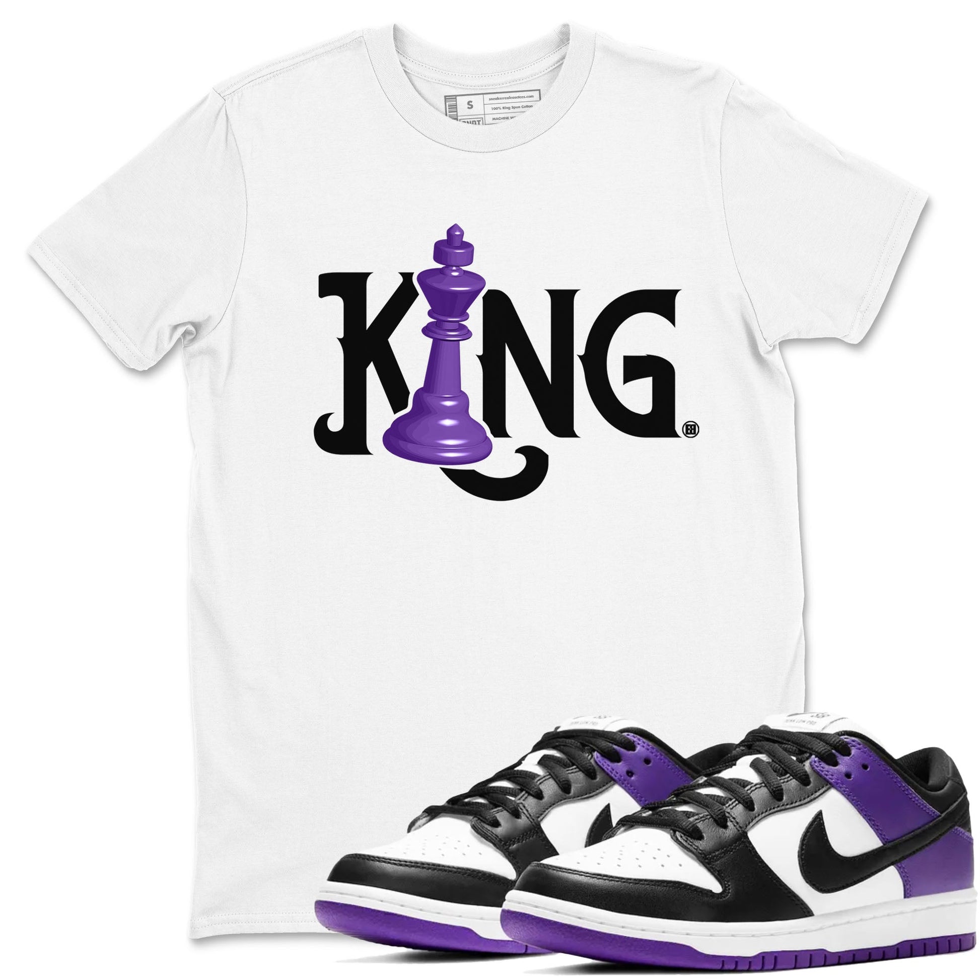 Nike SB Dunk Low Court Purple Shirt To Match Jordans Chess King Streetwear Fashion Dunk Low Court Purple SNRT Sneaker Release Tees unisex cotton White 1 crew neck shirt