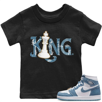 Jordan 1 Denim Sneaker Match Tees Chess King Sneaker Tees Jordan 1 Denim Sneaker Release Tees Kids Shirts