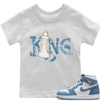 Jordan 1 Denim Sneaker Match Tees Chess King Sneaker Tees Jordan 1 Denim Sneaker Release Tees Kids Shirts