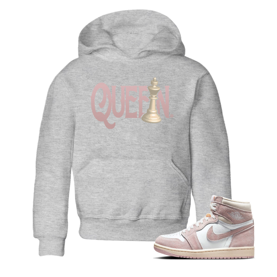 Air Jordan 1 Washed Pink Sneaker Match Tees Chess Queen Sneaker Tees Air Jordan 1 High OG WMNS Washed Pink Sneaker Release Tees Kids Shirts Heather Grey 1