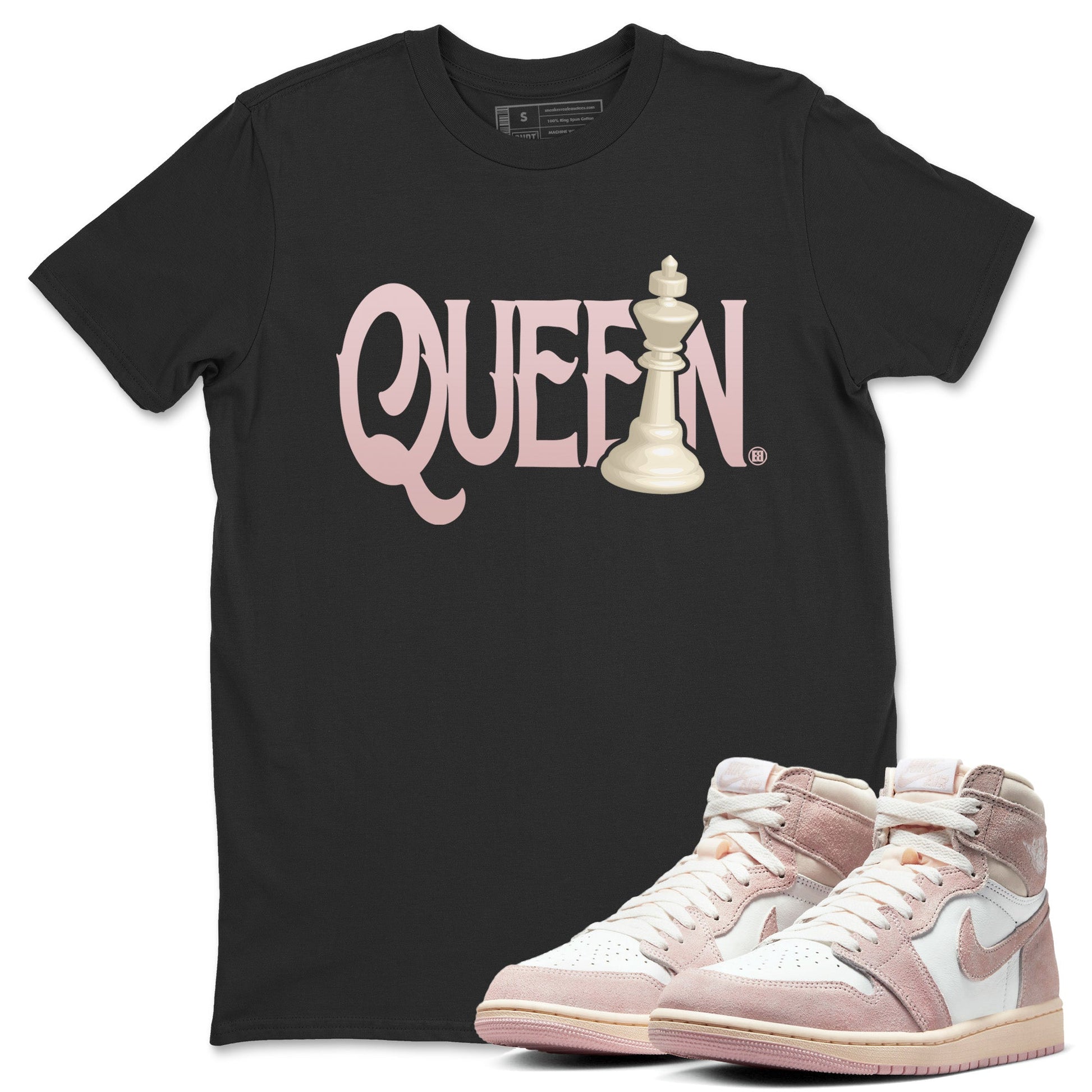 Air Jordan 1 Washed Pink Sneaker Match Tees Chess Queen Sneaker Tees Air Jordan 1 High OG WMNS Washed Pink Sneaker Release Tees Unisex Shirts Black 1