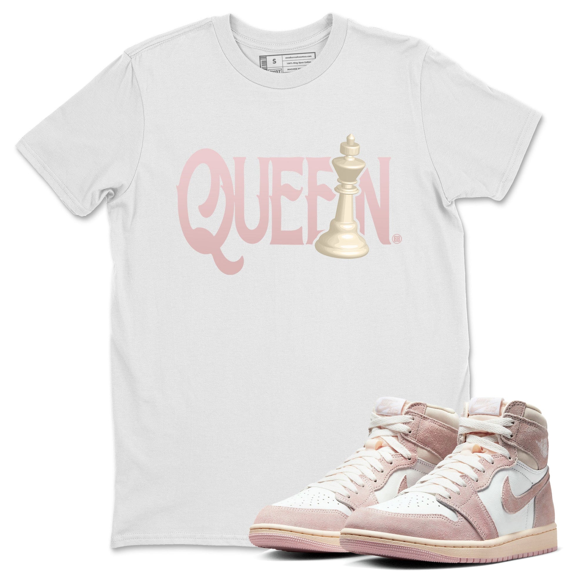 Air Jordan 1 Washed Pink Sneaker Match Tees Chess Queen Sneaker Tees Air Jordan 1 High OG WMNS Washed Pink Sneaker Release Tees Unisex Shirts White 1