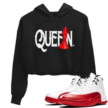 12s Cherry shirt to match jordans Chess Queen sneaker tees AJ12 Retro Cherry SNRT sneaker Release Tees Black 1 crop length shirt