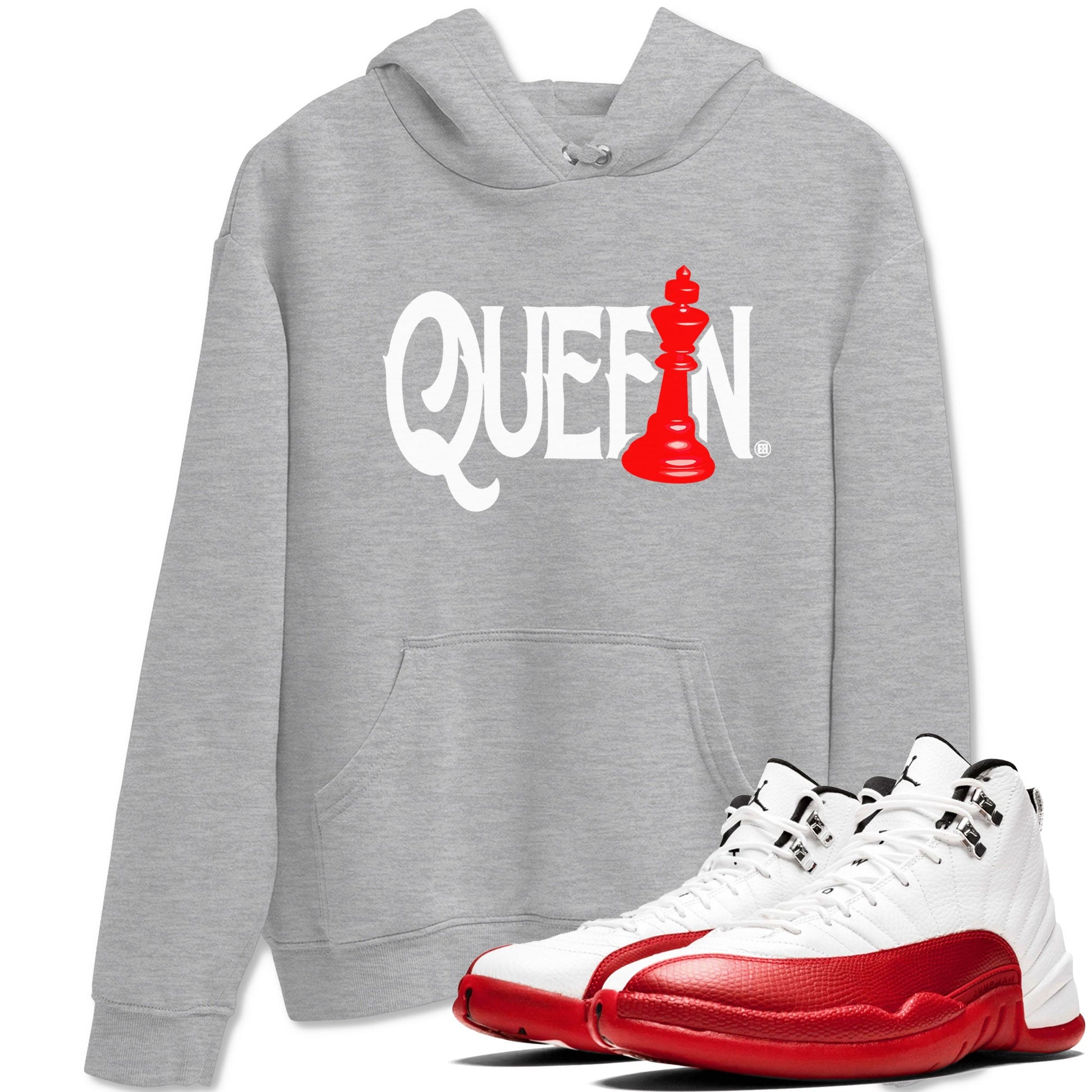 12s Cherry shirt to match jordans Chess Queen sneaker tees AJ12 Retro Cherry SNRT sneaker Release Tees unisex cotton Heather Grey 1 crew neck shirt