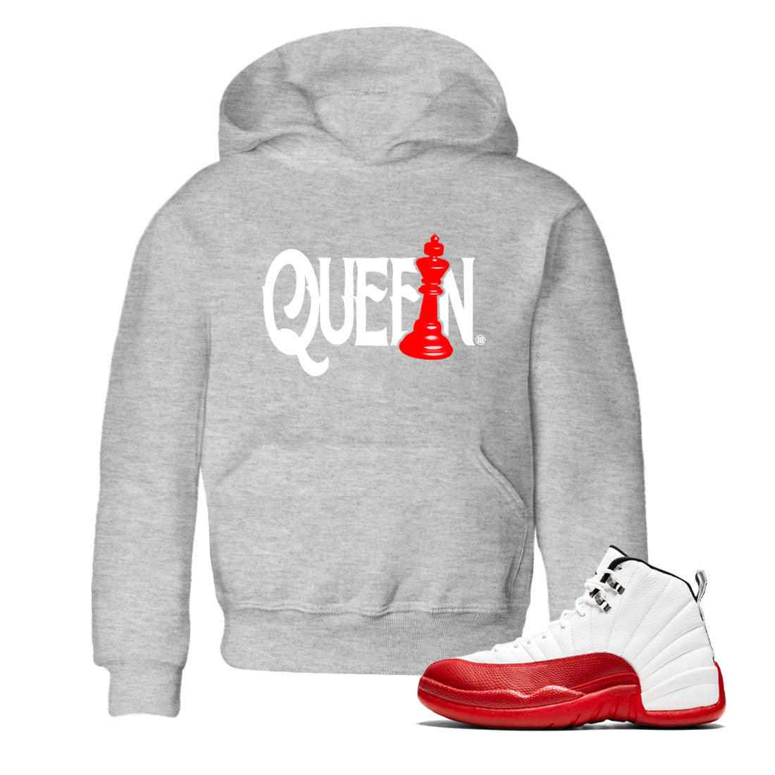 12s Cherry shirt to match jordans Chess Queen sneaker tees AJ12 Retro Cherry SNRT sneaker release tees baby toddler Heather Grey 1 cotton Shirt