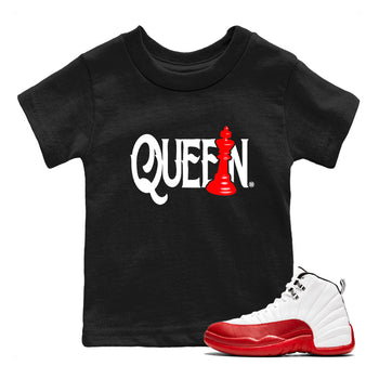 12s Cherry shirt to match jordans Chess Queen sneaker tees AJ12 Retro Cherry SNRT sneaker release tees baby toddler Black 1 cotton Shirt