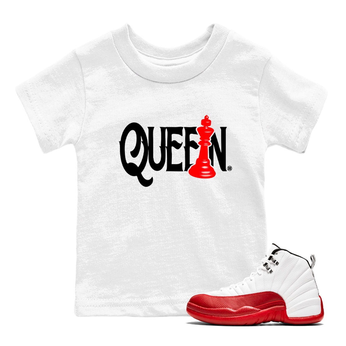 12s Cherry shirt to match jordans Chess Queen sneaker tees AJ12 Retro Cherry SNRT sneaker release tees baby toddler White 1 cotton Shirt